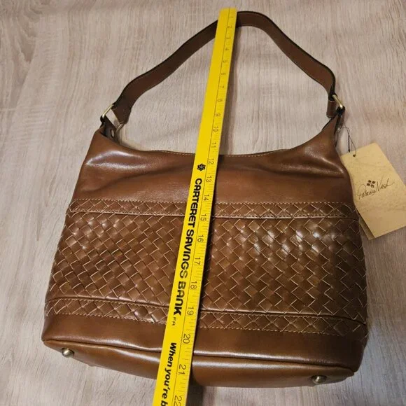 Patricia Nash Winnett Vintage Distressed Woven Leather Hobo Bag Cognac-NWT - Picture 9 of 12